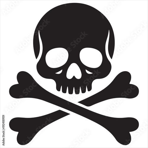 Skull and Crossbones Silhouette Icon danger poison