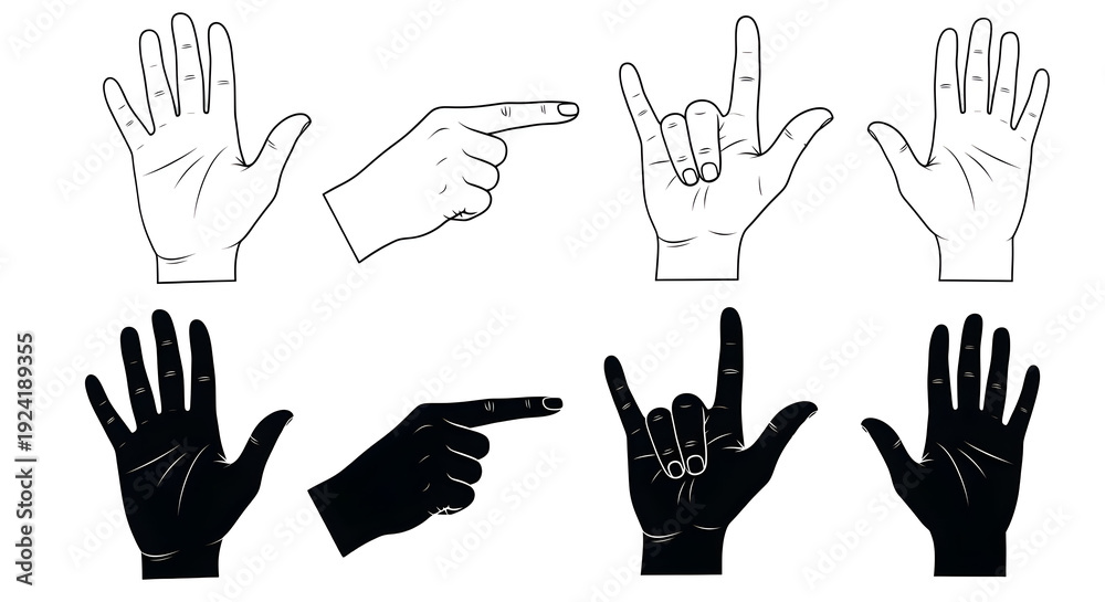 Fototapeta premium American sign language handshapes and finger spelling