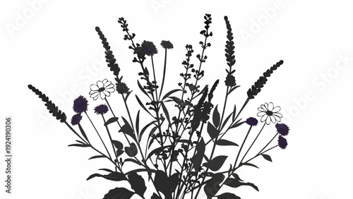 Dark floral bouquet with lavender and daisies