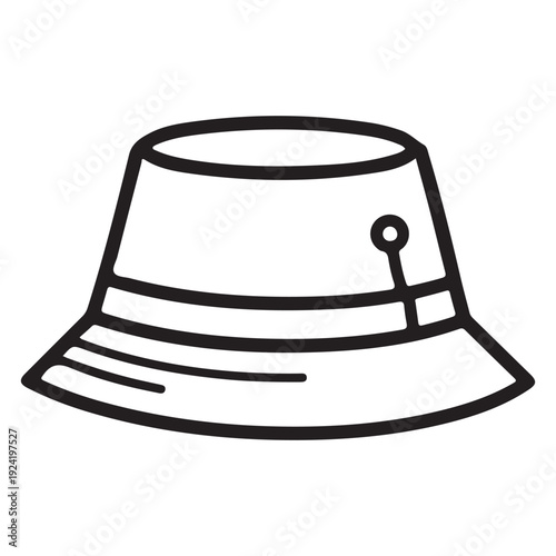 Line drawing of a bucket hat with chin strap  simple fashion accessory icon