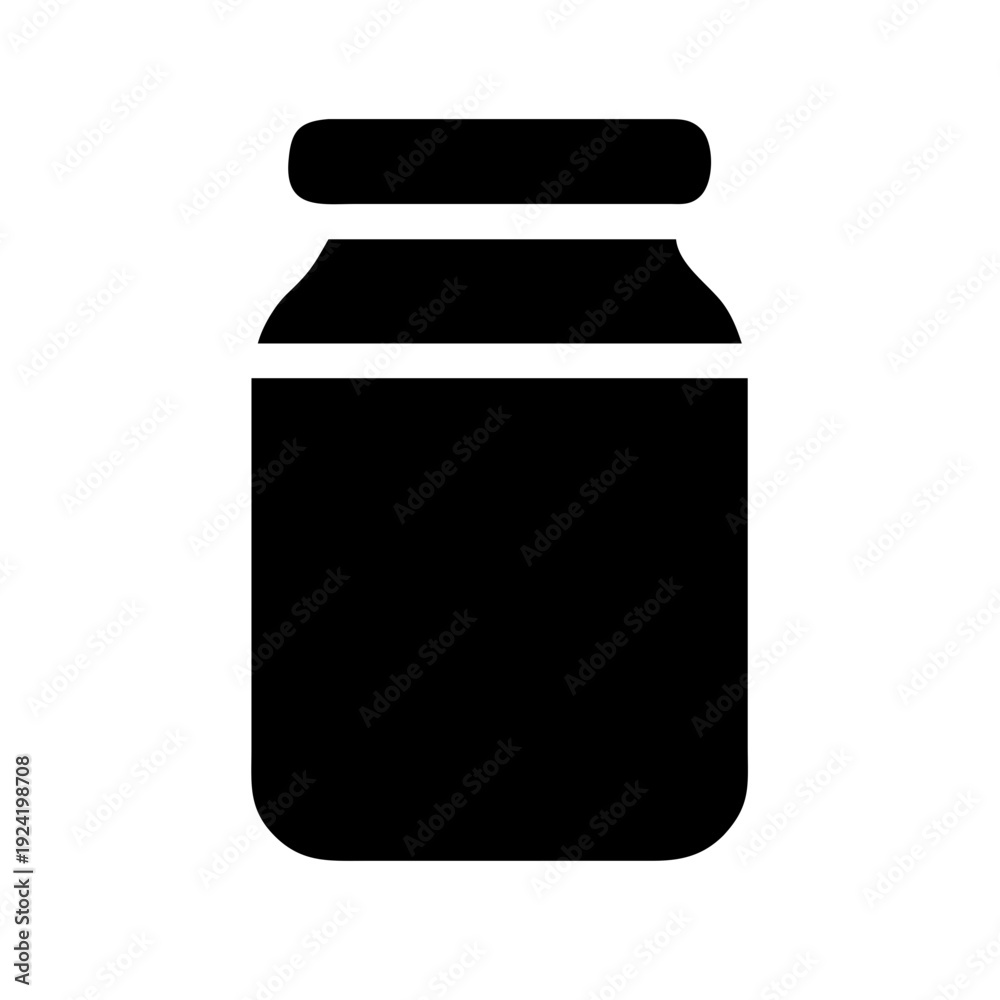 Obraz premium Minimalist Glass Mason Jar Food Container Vector Silhouette Icon