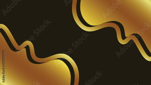Golden liquid wave. Luxury gold bg. Abstract fluid art. Elegant organic flow. Modern vector tile. Premium gold shapes. Chocolate gold art. Sleek metallic wave. Fancy gradient bg. Stylish curvy form.
