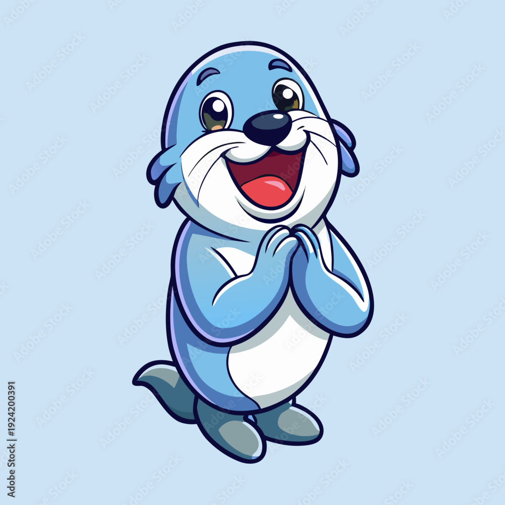 Fototapeta premium blue, halloween, drawing, comic, character, cartoon, animal, vector, mammal, art, happy, rabbit, smiling, icon, seal, isolated, fun, funny, cute, mascot, baby, smile, illustration