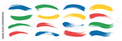 Colorful Abstract Brush Stroke Swatches on White Background paint smear