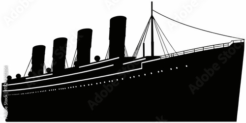 Titanic Ocean Liner Silhouette Vector Illustration