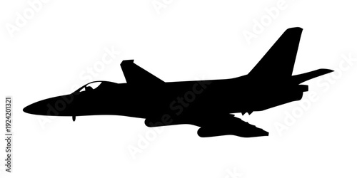 Fighter Jet Silhouette Military Aircraft Vector Illustration