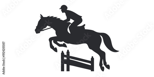Equestrian Show Jumping Horse and Rider Silhouette Vector Illustration