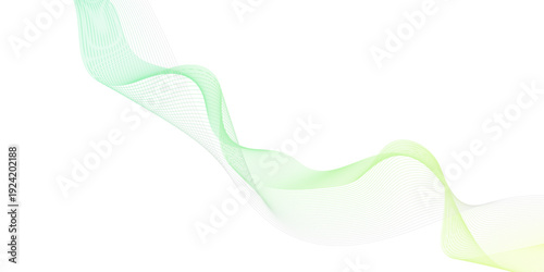 Green wave line abstract transparent vector background, with transparent layered curves on a clean white background, evoking a sense of motion and elegance with its smooth curves and vibrant energy.
