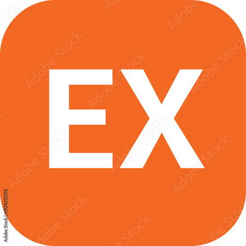 EX Monogram Logo Icon in Orange Rounded Square, Flat Vector