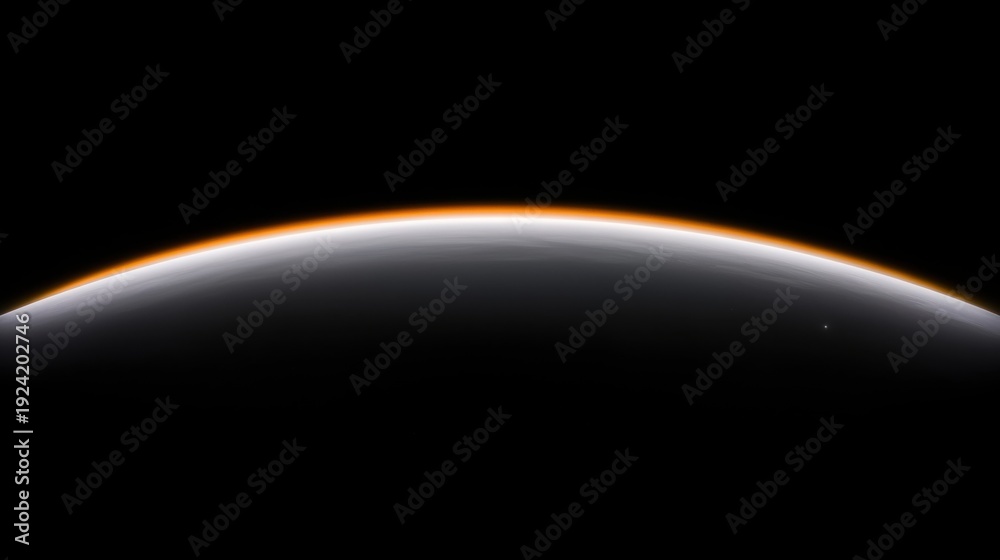 Obraz premium A planet with a thin atmosphere and a bright orange glow around its edge.