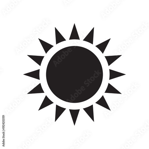 Simple sun symbol with triangular rays and circular center  iconic weather representation