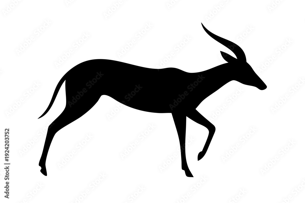 Obraz premium Young Antelope Gazelle Standing Wildlife Vector Silhouette Icon