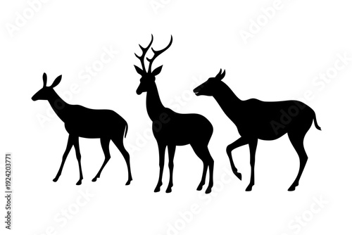 Young Antelope Gazelle Standing Wildlife Vector Silhouette Icon