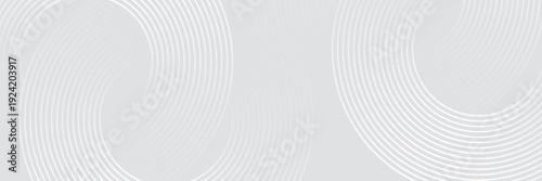 Abstract white glowing geometric lines on gray background. Modern shiny blue circle lines pattern. Eps 10