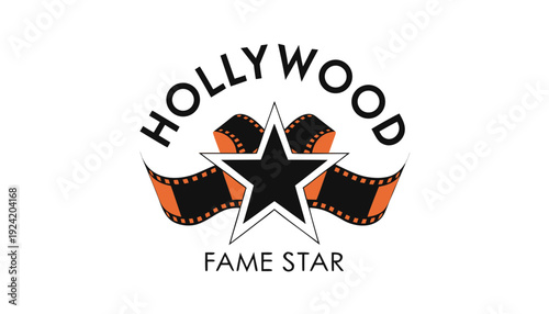 Very beautiful Hollywood fame star template representing cinematic achievement and recognition, designed as a clean vector award symbol for entertainment and media branding.
