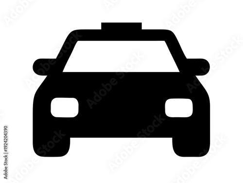 Taxi Cab Front View Transportation Vector Silhouette Icon