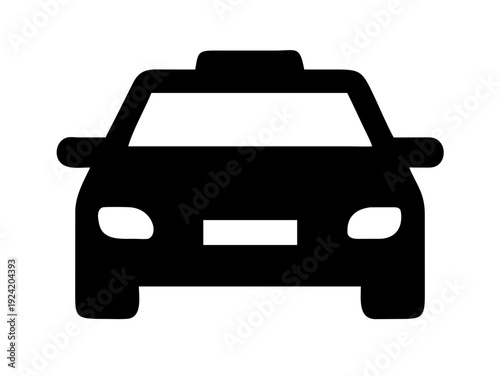 Taxi Cab Front View Transportation Vector Silhouette Icon