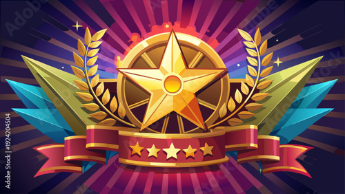 Very beautiful Hollywood fame star template representing cinematic achievement and recognition, designed as a clean vector award symbol for entertainment and media branding.
