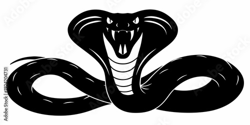 set of black rose floral silhouettes and king cobra snake vector icons