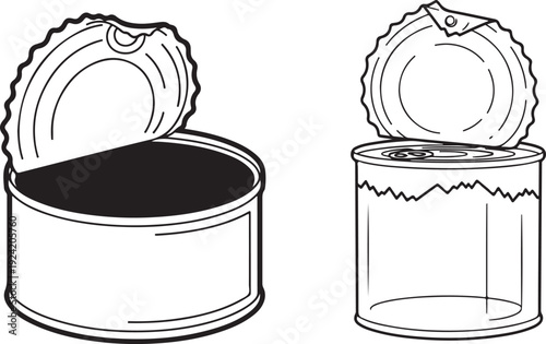 Two empty open food cans isolated on transparent background ready for your design product presentation advertising business marketing promotion