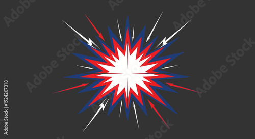 Abstract illustration of a dynamic burst with radiant energy on dark background