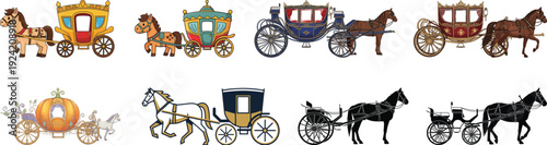 Horse Carriage Vector Illustrations – Royal Coaches, Vintage Carriages & Silhouettes