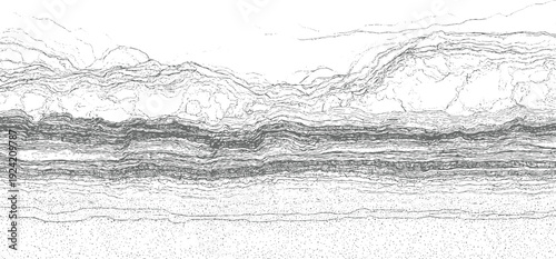 Abstract layered geological strata with intricate contour lines and stippled texture pattern background