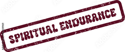 A compelling spiritual endurance phrase featured in a rectangular grunge stamp effect