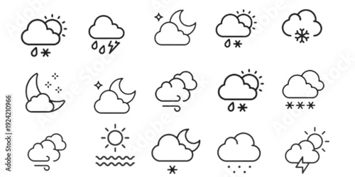 Weather Line Icons Set