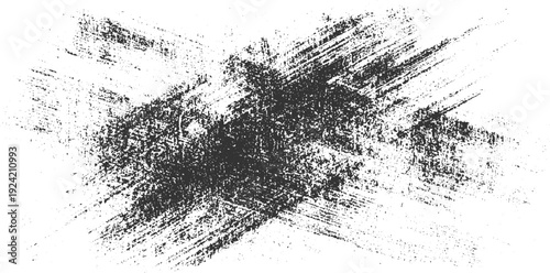 Dark grey distressed grunge texture with rough brush strokes on white background