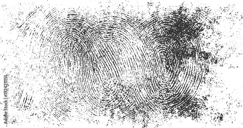 Black fingerprint texture with white background and rough edges grunge