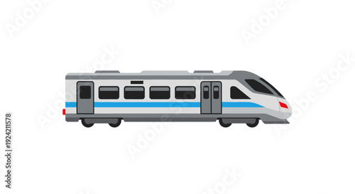Modern passenger train isolated on white background for travel or transport