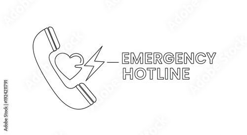 Emergency hotline illustration featuring a telephone and a heart shape