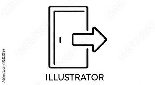 Simple line icon depicting an exit door with a right pointing arrow