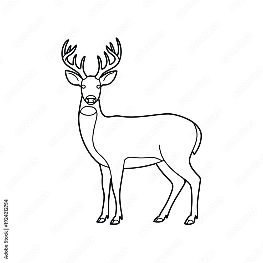 Obraz premium Simple line drawing of a majestic stag with large antlers