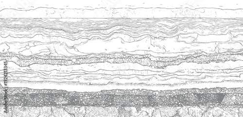 Detailed cross section of sedimentary rock layers with varied textures and striations geology strata