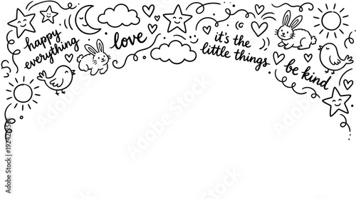 Inspirational quote frame with stars, clouds, and positive messages.