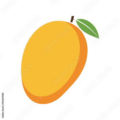 Mango fruit vector clipart isolated on white background, flat colorful tropical illustration