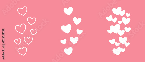 White romantic heart shapes collection with outline and filled icons vector illustration