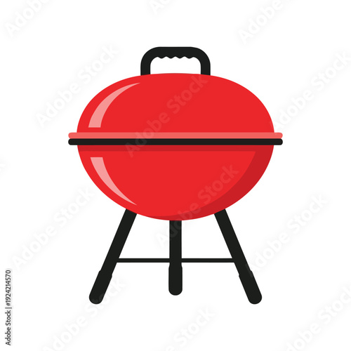 Red barbecue grill vector clipart for summer BBQ party and outdoor cooking designs