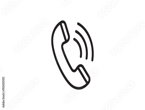 A simple line drawing of a ringing telephone