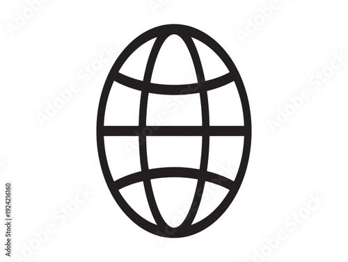 Simple black and white illustration of a globe