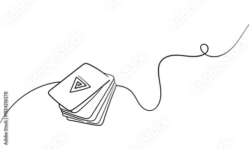 Tarot cards, continious line drawing. Magic, esotericism, occultism line art. Vector illustration