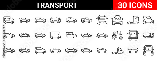 Global Transportation Icon Set Freight, Cargo Shipping Outline Vector