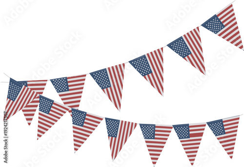 Flag day patriotic bunting with american flags celebrating june 14th federal holiday