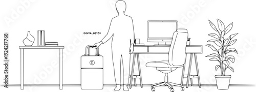 Digital Detox and Mindfulness Silhouette, Person Focusing on Mental Wellness and Stress Management CAD Vector