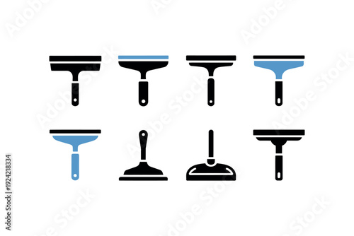 Various Squeegee Cleaning Tools Icons