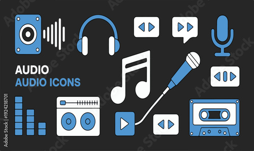 A set of audio icons
