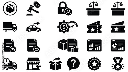 Set of 20 Black E-commerce and Shopping Vector Icons