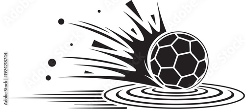 Soccer Ball Graphic Design Motion Lines Concentric Circles Stock